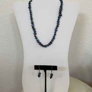 Genuine Freshwater Pearl Necklace and Earrings Set